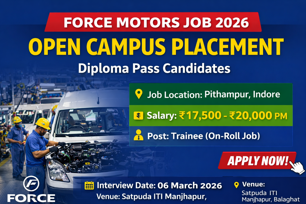 Force Motors Open Campus Placement 2026: Diploma Jobs | Trainee On-Roll | Salary ₹17,500–₹20,000